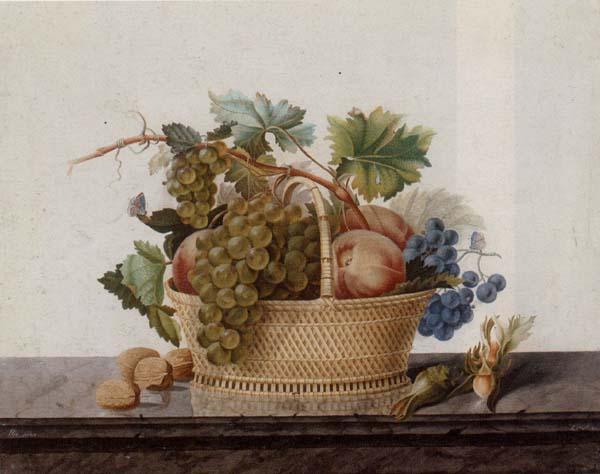 Madame Elie Still life of fruit in a bowl,upon a stone ledge oil painting image